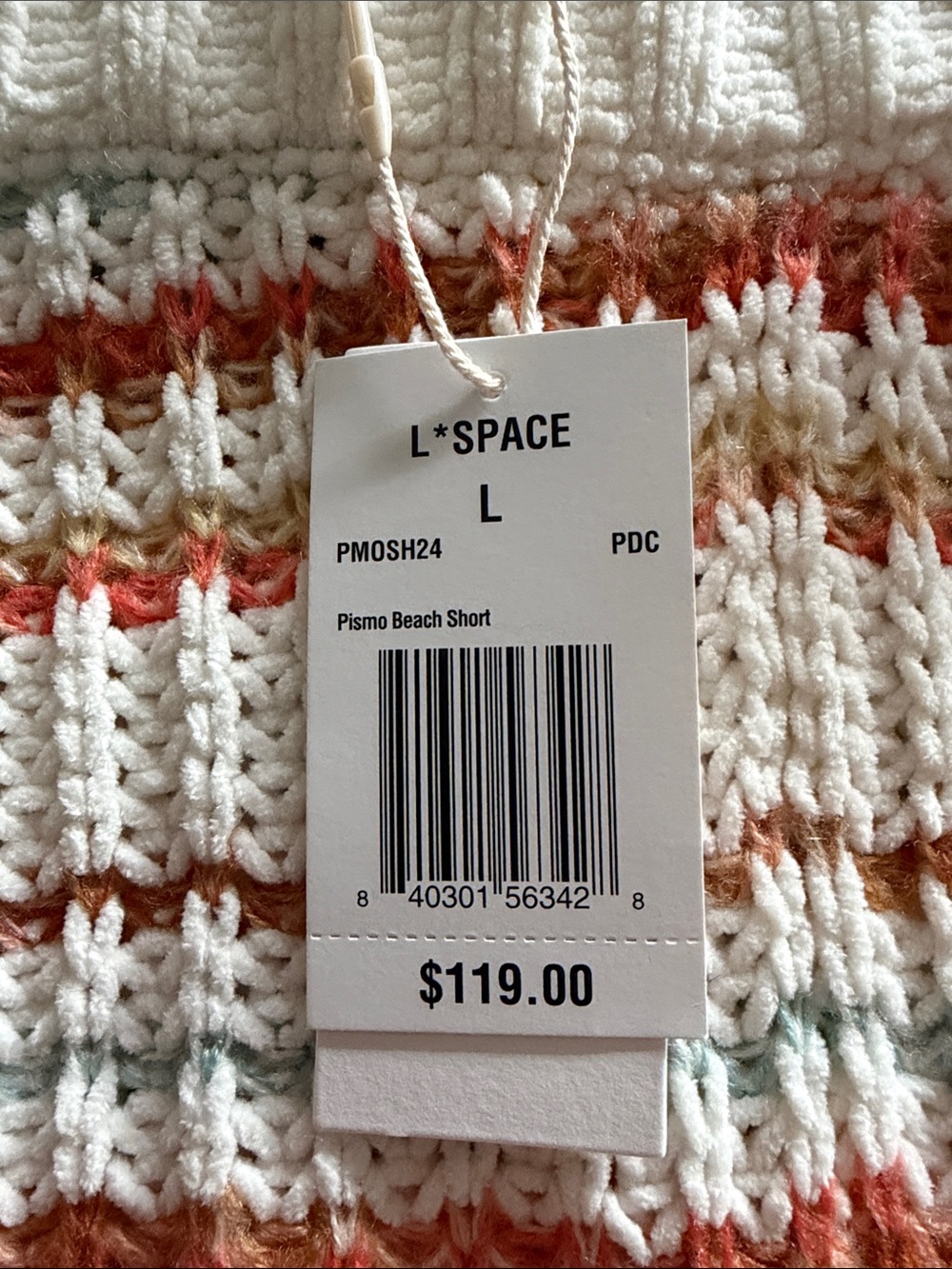 L*SPACE Pismo Beach Knit Shorts Sandy Dune Stripe Size L NWT $119 - Picture 3 of 3